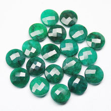 Load image into Gallery viewer, Natural Dyed Green Emerald Checker Faceted Coin Loose Matching Pair Beads 4pc 10mm - Jalvi &amp; Co.