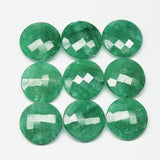 Natural Dyed Green Emerald Faceted Coin Beads 18mm 2pc