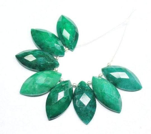 Natural Dyed Green Emerald Faceted Marquise Beads 30x15mm 3pc - Jalvi & Co.