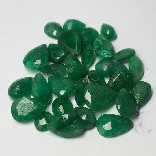 Natural Dyed Green Emerald Faceted Pear Drop Beads 11.5mm 21mm 6pc - Jalvi & Co.