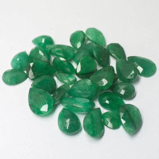 Natural Dyed Green Emerald Faceted Pear Drop Beads 11.5mm 21mm 6pc - Jalvi & Co.