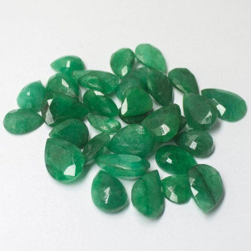 Natural Dyed Green Emerald Faceted Pear Drop Beads 11.5mm 21mm 6pc - Jalvi & Co.