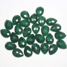 Load image into Gallery viewer, Natural Dyed Green Emerald Faceted Pear Drop Beads 18x13mm 6pc - Jalvi &amp; Co.