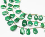 Natural Dyed Green Emerald Faceted Pear Drop Loose Briolette Spacer Beads 7mm 10mm 8