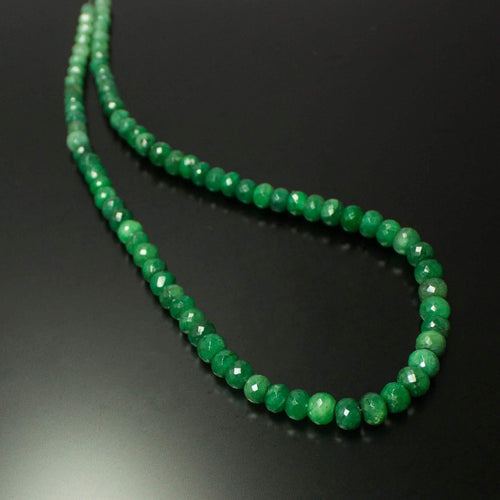 Natural Dyed Green Emerald Faceted Rondelle Beads 4mm 6mm 12inches - Jalvi & Co.