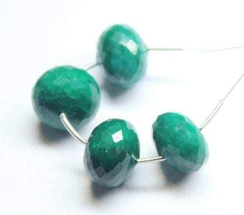 Natural Dyed Green Emerald Faceted Rondelle Gemstone Loose Beads 6pc 15mm 16.5mm - Jalvi & Co.
