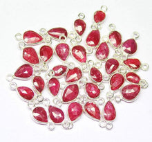 Load image into Gallery viewer, Natural Dyed Red Ruby 925 Sterling Silver Pear Shape Connector Bezel 2pc 15mm - Jalvi &amp; Co.