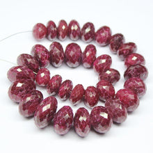 Load image into Gallery viewer, Natural Dyed Red Ruby Faceted Rondelle Loose Gemstone Beads Strand 9mm 20mm 11.5&quot; - Jalvi &amp; Co.