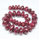 Natural Dyed Red Ruby Faceted Rondelle Loose Gemstone Beads Strand 9mm 20mm 11.5