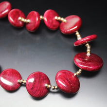 Load image into Gallery viewer, Natural Dyed Red Ruby Smooth Flat Coin Loose Gemstone Beads Strand 7pc 13mm 19mm - Jalvi &amp; Co.