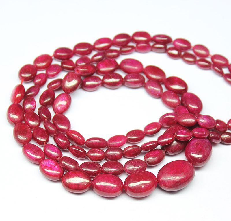 Natural Dyed Red Ruby Smooth Oval Spacer Gemstone Loose Beads Strand 16" 7mm 15mm - Jalvi & Co.