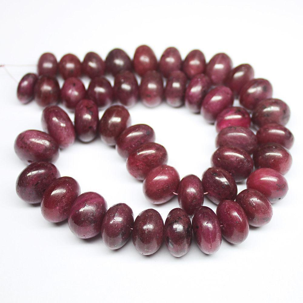 Natural Dyed Red Ruby Smooth Rondelle Beads 6.5mm 9.5mm 9 inches - Jalvi & Co.