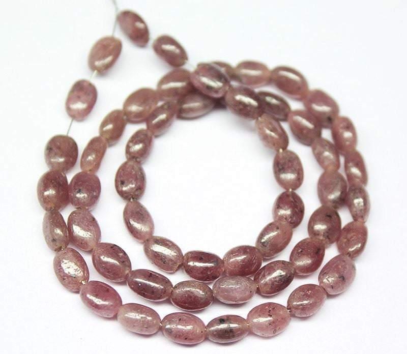 Natural Dyed Ruby African Smooth Oval Gemstone Loose Beads Spacer Strand 7" 7mm 6mm - Jalvi & Co.