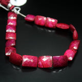 Natural Dyed Ruby Checker Cut Rectangular Loose Gemstone Beads 4