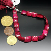 Load image into Gallery viewer, Natural Dyed Ruby Checker Cut Rectangular Loose Gemstone Beads 4&quot; 10mm 14mm - Jalvi &amp; Co.