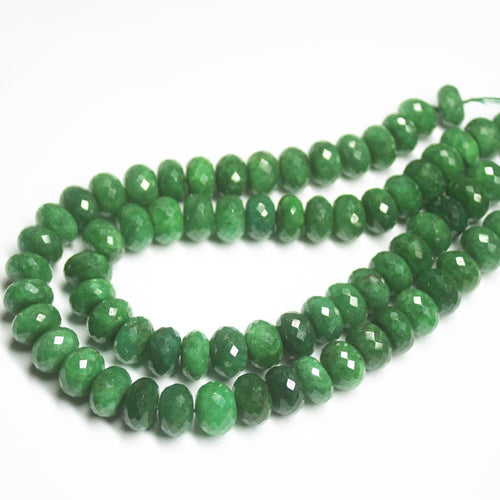Natural Earth Mined Green Emerald Faceted Rondelle Gemstone Loose Beads 12