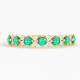 Natural Emerald and Diamond Ring in 14k Gold / Round Emerald Anniversary Band / Diamond and Emerald Alternating Wedding Ring/ May Birthstone