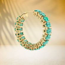 Load image into Gallery viewer, Natural Emerald Earrings / Hoop Earrings / 14k Gold Oval Emerald Huggie Hoop Earrings / Small Hoop Emerald Earrings / Oval Emerald Hoops - Jalvi &amp; Co.