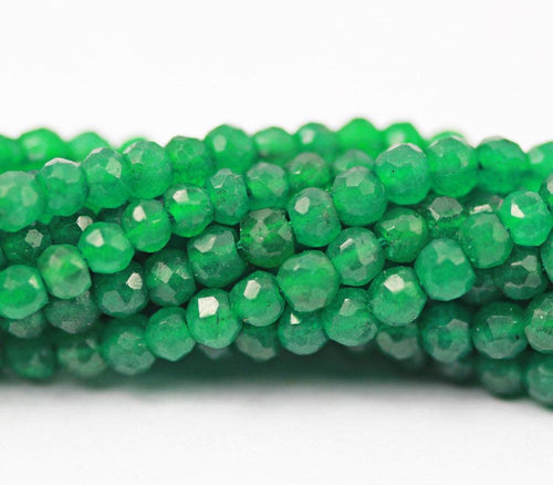 Natural Emerald Green Jade Faceted Round Beads 4mm 15inches - Jalvi & Co.