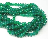 Natural Emerald Green Onyx Gemstone Faceted Rondelle Loose Beads Strand 13