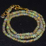 Natural Ethiopian Welo Opal Gold Plated Smooth Rondelle Necklace 2.5mm 5mm 17