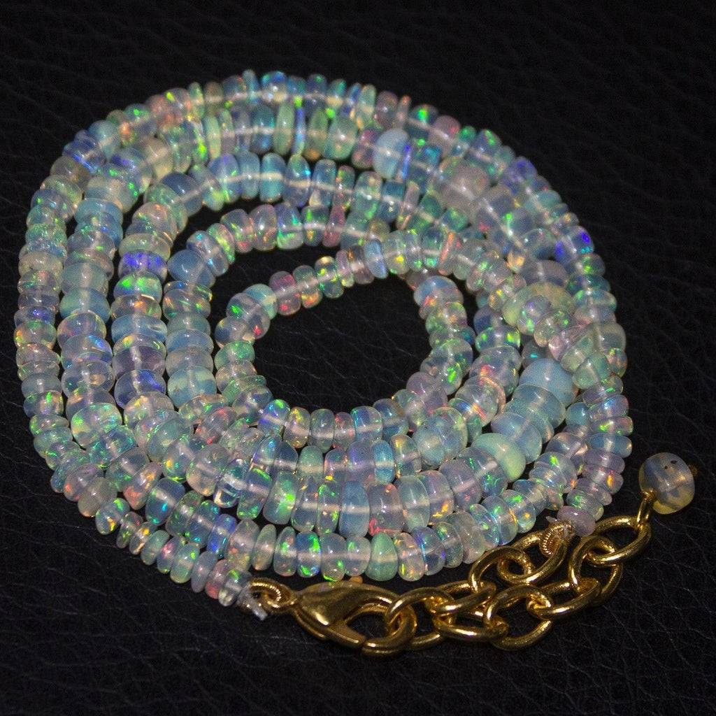 Natural Ethiopian Welo Opal Gold Plated Smooth Rondelle Necklace 2mm 4.5mm 21" - Jalvi & Co.