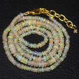 Natural Ethiopian Welo Opal Gold Plated Smooth Rondelle Necklace 2mm 4mm 21