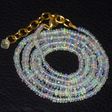 Load image into Gallery viewer, Natural Ethiopian Welo Opal Gold Plated Smooth Rondelle Necklace 2mm 4mm 21&quot; - Jalvi &amp; Co.