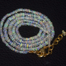 Load image into Gallery viewer, Natural Ethiopian Welo Opal Gold Plated Smooth Rondelle Necklace 2mm 4mm 21&quot; - Jalvi &amp; Co.