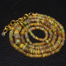 Load image into Gallery viewer, Natural Ethiopian Welo Opal Gold Plated Smooth Rondelle Necklace 2mm 5.5mm 20.5&quot; - Jalvi &amp; Co.