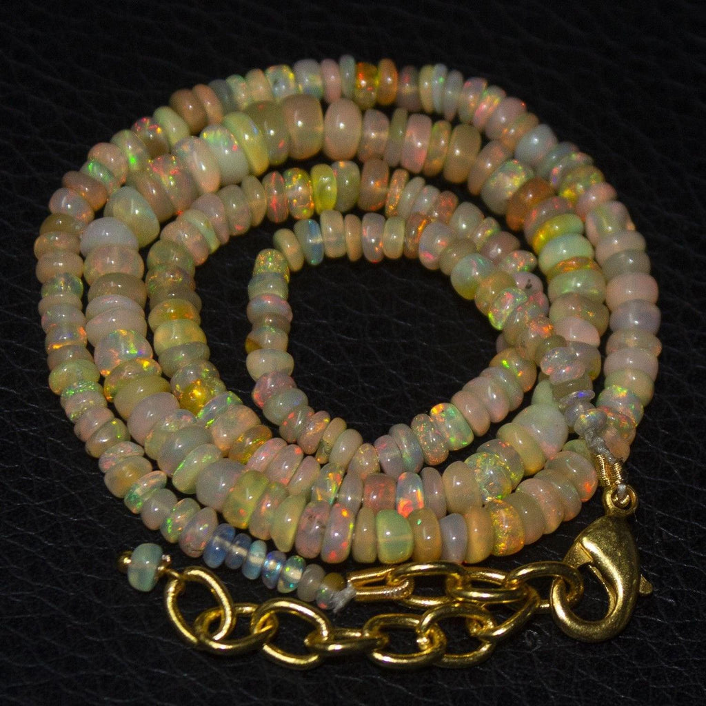 Natural Ethiopian Welo Opal Gold Plated Smooth Rondelle Necklace 2mm 5mm 16.5" - Jalvi & Co.