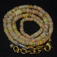 Load image into Gallery viewer, Natural Ethiopian Welo Opal Gold Plated Smooth Rondelle Necklace 2mm 5mm 16.5&quot; - Jalvi &amp; Co.