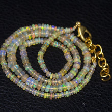 Load image into Gallery viewer, Natural Ethiopian Welo Opal Gold Plated Smooth Rondelle Necklace 2mm 5mm 17&quot; - Jalvi &amp; Co.