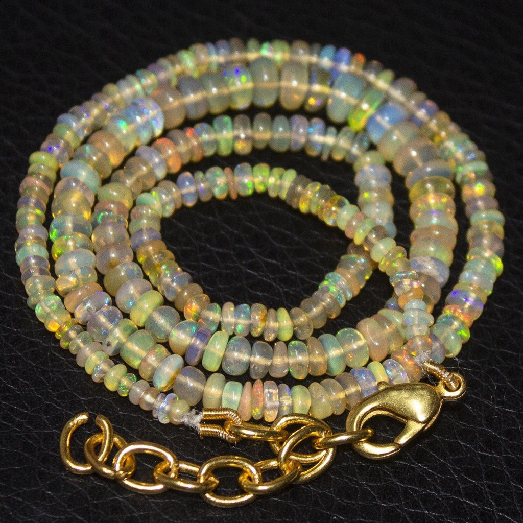 Natural Ethiopian Welo Opal Gold Plated Smooth Rondelle Necklace 2mm 5mm 17" - Jalvi & Co.