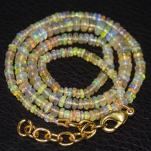 Load image into Gallery viewer, Natural Ethiopian Welo Opal Gold Plated Smooth Rondelle Necklace 2mm 5mm 17&quot; - Jalvi &amp; Co.