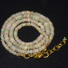 Load image into Gallery viewer, Natural Ethiopian Welo Opal Gold Plated Smooth Rondelle Necklace 2mm 5mm 18&quot; - Jalvi &amp; Co.