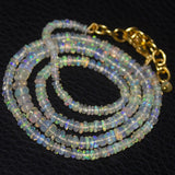 Natural Ethiopian Welo Opal Gold Plated Smooth Rondelle Necklace 2mm 5mm 18.5