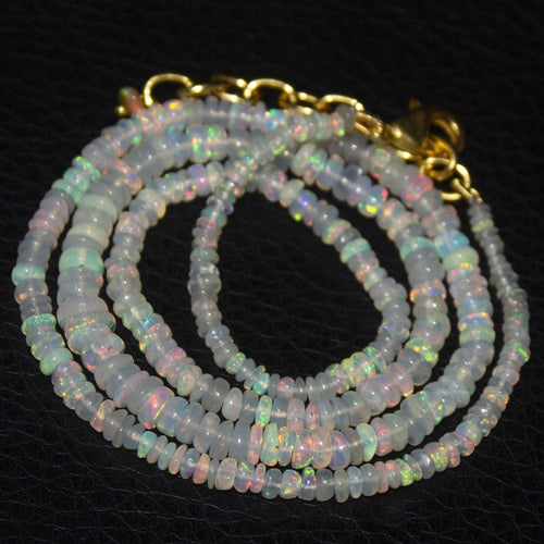 Natural Ethiopian Welo Opal Gold Plated Smooth Rondelle Necklace 2mm 5mm 19