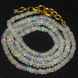 Natural Ethiopian Welo Opal Gold Plated Smooth Rondelle Necklace 2mm 5mm 19.5