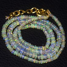 Load image into Gallery viewer, Natural Ethiopian Welo Opal Gold Plated Smooth Rondelle Necklace 2mm 5mm 19.75&quot; - Jalvi &amp; Co.