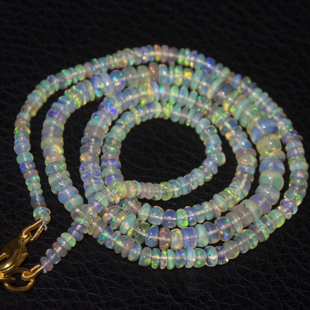 Natural Ethiopian Welo Opal Gold Plated Smooth Rondelle Necklace 2mm 5mm 19.75" - Jalvi & Co.