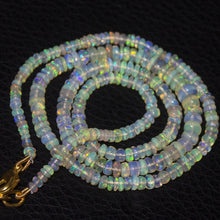 Load image into Gallery viewer, Natural Ethiopian Welo Opal Gold Plated Smooth Rondelle Necklace 2mm 5mm 19.75&quot; - Jalvi &amp; Co.