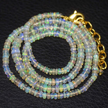 Load image into Gallery viewer, Natural Ethiopian Welo Opal Gold Plated Smooth Rondelle Necklace 2mm 5mm 20&quot; - Jalvi &amp; Co.