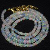 Natural Ethiopian Welo Opal Gold Plated Smooth Rondelle Necklace 2mm 5mm 20