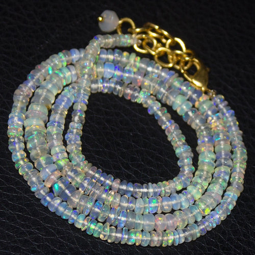 Natural Ethiopian Welo Opal Gold Plated Smooth Rondelle Necklace 2mm 5mm 20
