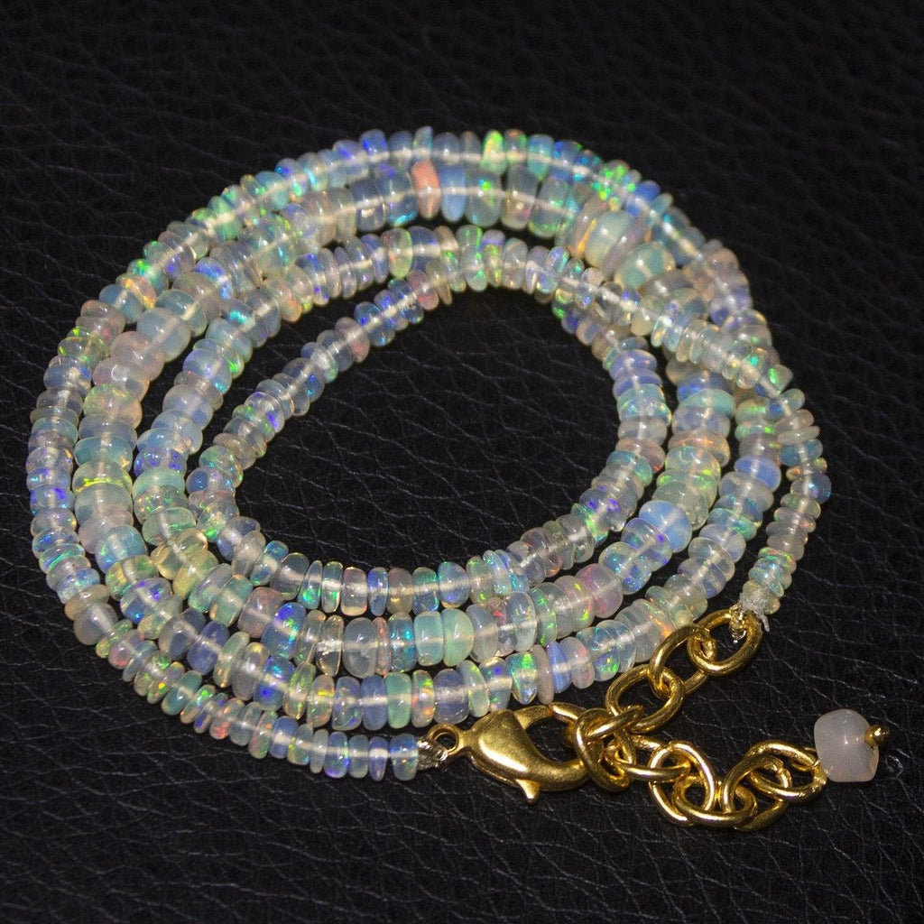 Natural Ethiopian Welo Opal Gold Plated Smooth Rondelle Necklace 2mm 5mm 20" - Jalvi & Co.