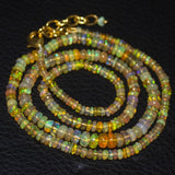 Natural Ethiopian Welo Opal Gold Plated Smooth Rondelle Necklace 2mm 5mm 20.5