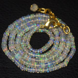 Natural Ethiopian Welo Opal Gold Plated Smooth Rondelle Necklace 2mm 5mm 20.5