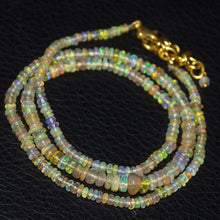 Load image into Gallery viewer, Natural Ethiopian Welo Opal Gold Plated Smooth Rondelle Necklace 2mm 6mm 18.5&quot; - Jalvi &amp; Co.