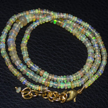 Load image into Gallery viewer, Natural Ethiopian Welo Opal Gold Plated Smooth Rondelle Necklace 2mm 6mm 18.5&quot; - Jalvi &amp; Co.
